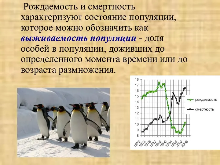 Рождаемость и смертность характеризуют состояние популяции, которое можно обозначить как