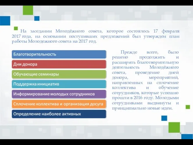 На заседании Молодёжного совета, которое состоялось 17 февраля 2017 года,