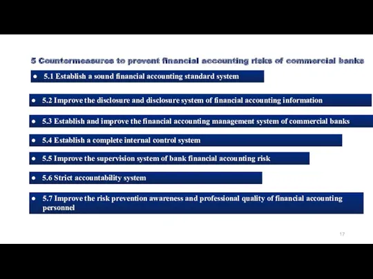 5 Countermeasures to prevent financial accounting risks of commercial banks 5.1 Establish a