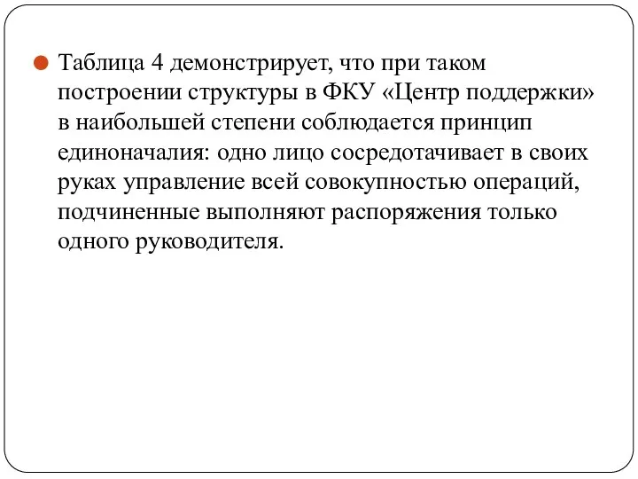 Таблица 4 демонстрирует, что при таком построении структуры в ФКУ