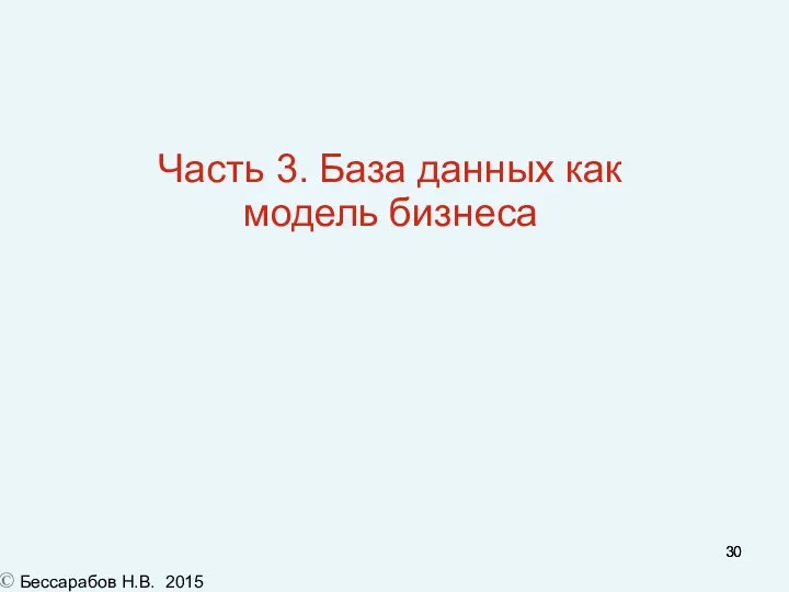 Часть 3. База данных как модель бизнеса © Бессарабов Н.В. 2015