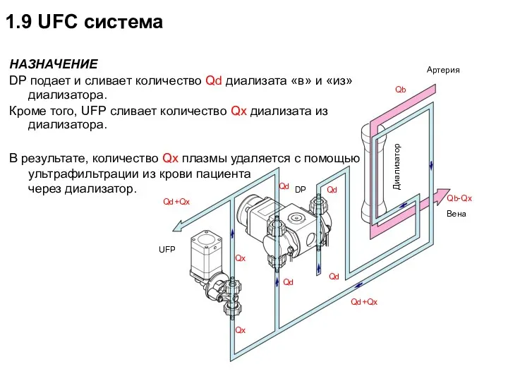 Вена Диализатор DP UFP Qx Qb Qx Qd+Qx Qd+Qx Qb-Qx Qd 1.9 UFC