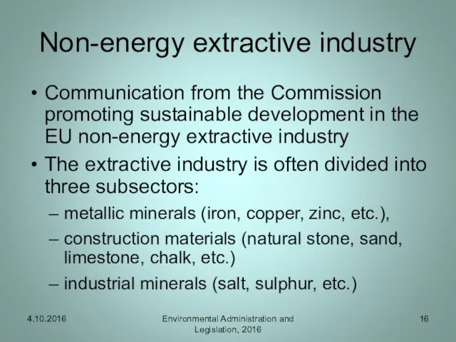 Non-energy extractive industry Communication from the Commission promoting sustainable development