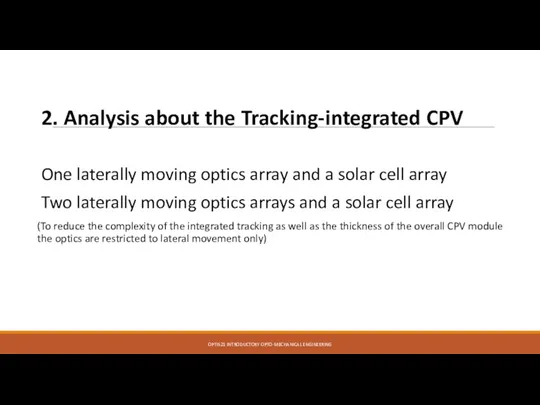 2. Analysis about the Tracking-integrated CPV One laterally moving optics