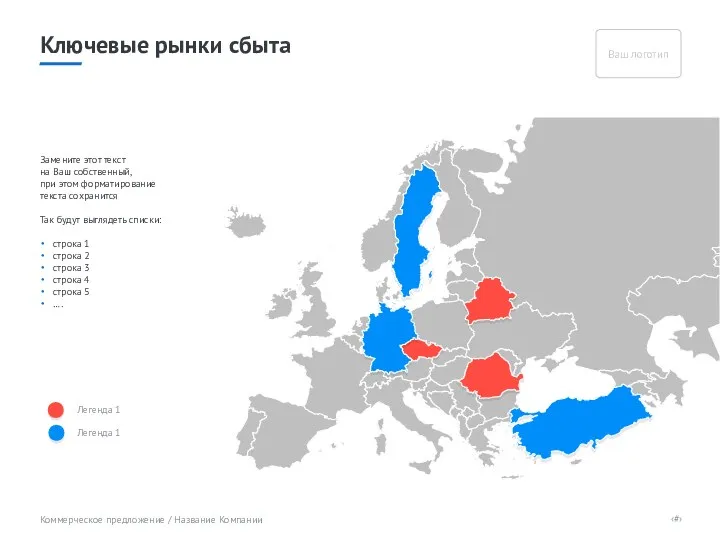 Ключевые рынки сбыта Замените этот текст на Ваш собственный, при