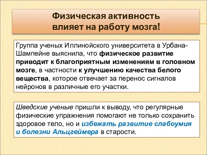 Физическая активность влияет на работу мозга! Группа ученых Иллинойского университета