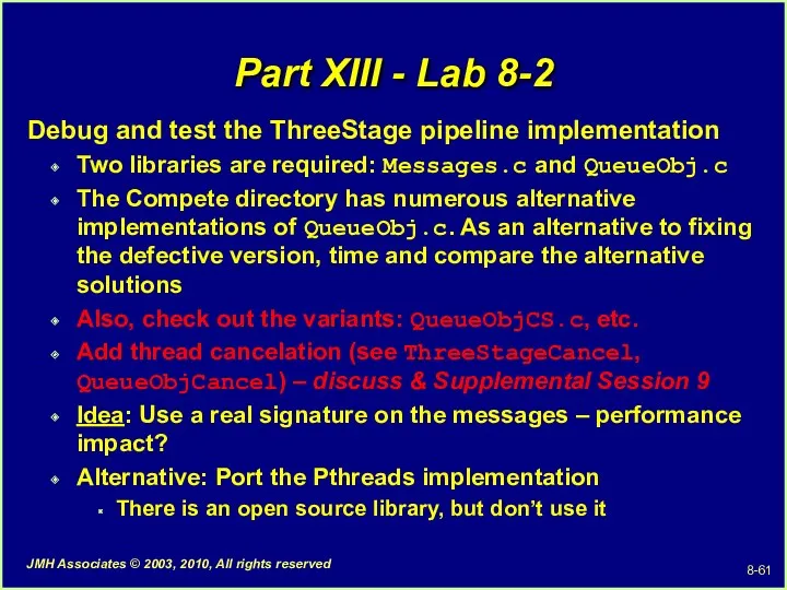 Part XIII - Lab 8-2 Debug and test the ThreeStage