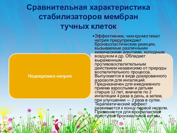 Сравнительная характеристика стабилизаторов мембран тучных клеток Недокромил натрия Эффективнее, чем