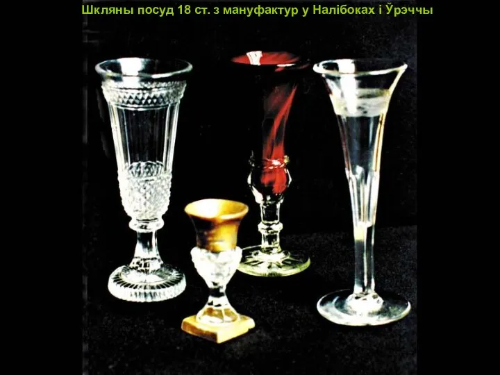 Шкляны посуд 18 ст. з мануфактур у Налібоках і Ўрэччы