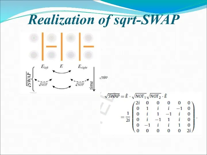 Realization of sqrt-SWAP