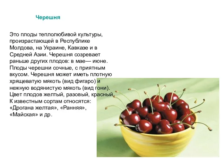 Это плоды теплолюбивой культуры, произрастающей в Республике Молдова, на Украине, Кавказе и в
