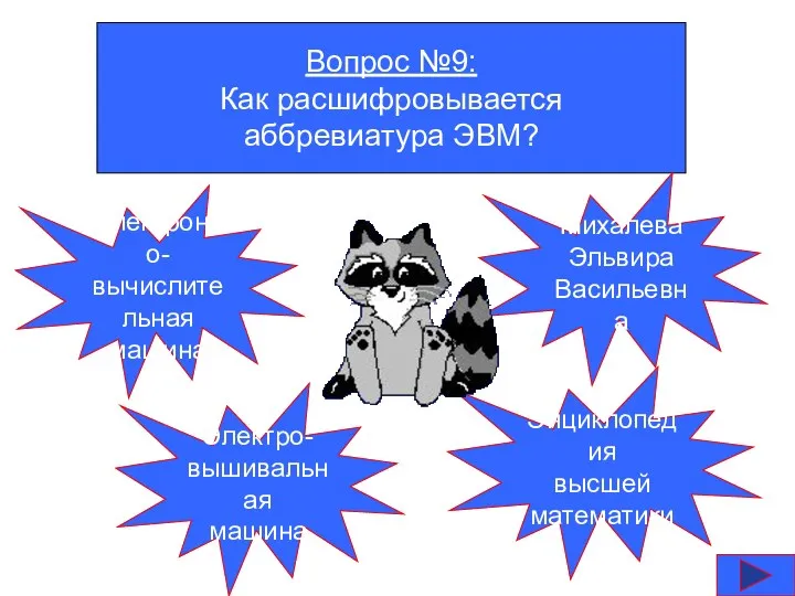 Вопрос №9: Как расшифровывается аббревиатура ЭВМ? Энциклопедия высшей математики Электро-