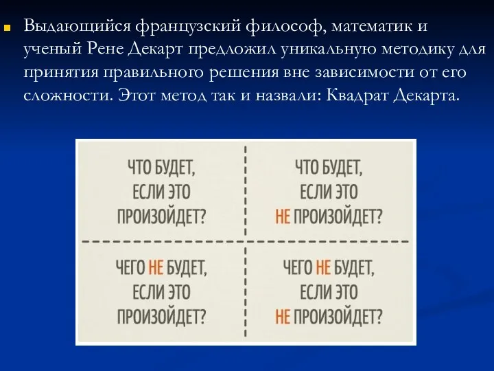 Выдающийся французский философ, математик и ученый Рене Декарт предложил уникальную