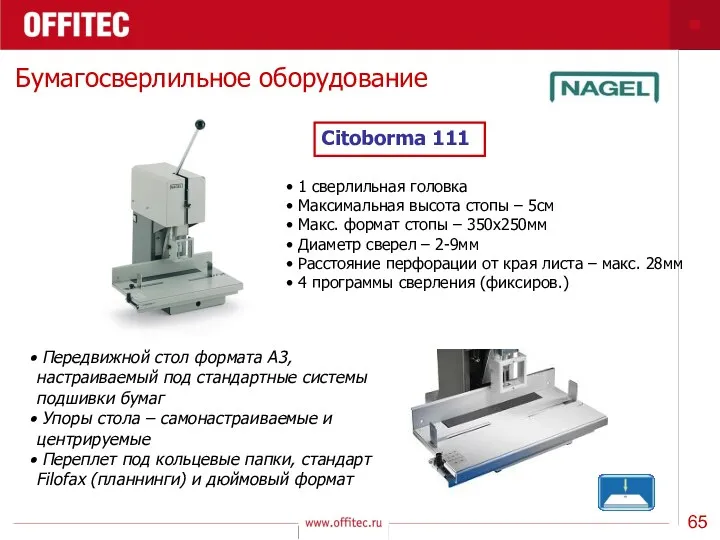 Бумагосверлильное оборудование Citoborma 111 1 сверлильная головка Максимальная высота стопы