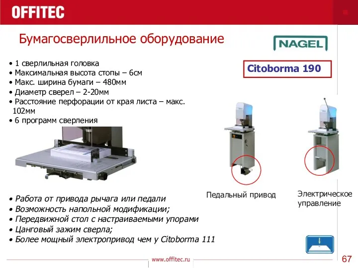 Бумагосверлильное оборудование Citoborma 190 1 сверлильная головка Максимальная высота стопы