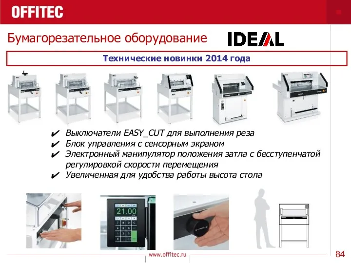 Бумагорезательное оборудование Технические новинки 2014 года Выключатели EASY_CUT для выполнения