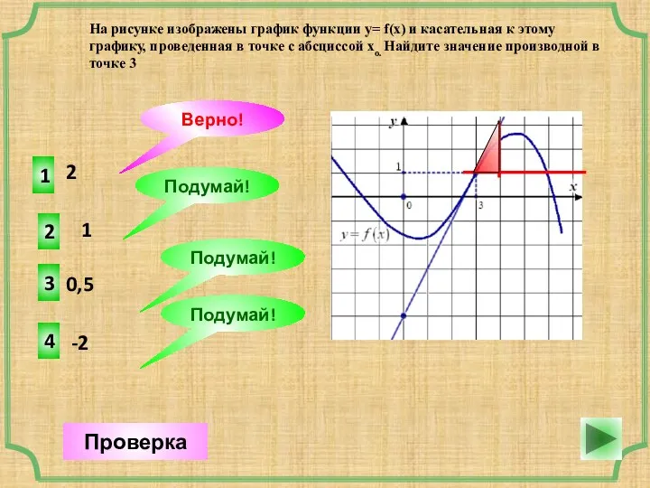 2 1 Верно! Проверка 1 2 Подумай! 0,5 3 Подумай!