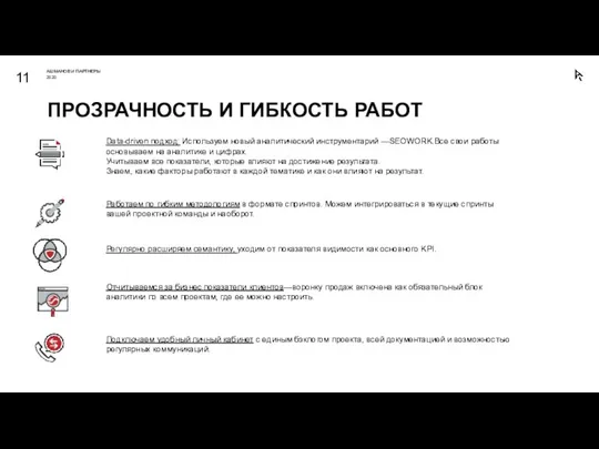 ПРОЗРАЧНОСТЬ И ГИБКОСТЬ РАБОТ Работаем по гибким методологиям в формате