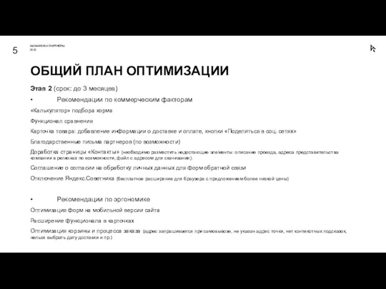 Этап 2 (срок: до 3 месяцев) • Рекомендации по коммерческим