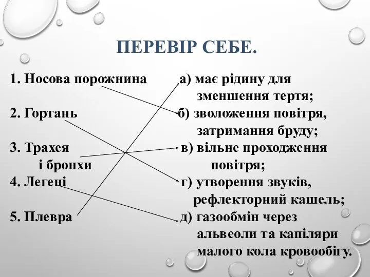 ПЕРЕВІР СЕБЕ. 1. Носова порожнина а) має рідину для зменшення