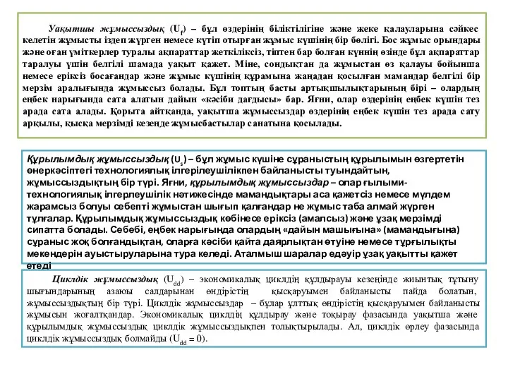 Уақытшы жұмыссыздық (Uf) – бұл өздерінің біліктілігіне және жеке қалауларына