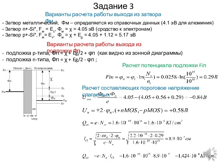 Задание 3 - Затвор металлический, Φм – определяется из справочных