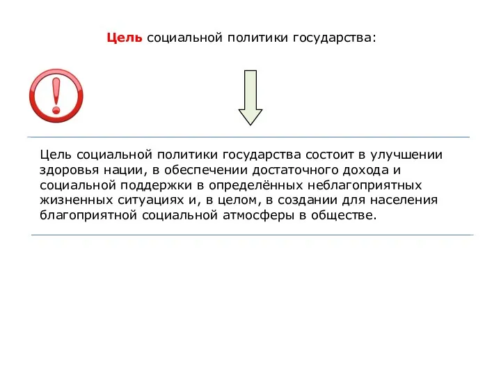 Цель социальной политики государства: Цель социальной политики государства состоит в