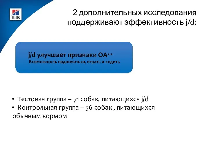 2 дополнительных исследования поддерживают эффективность j/d: j/d улучшает признаки ОА**