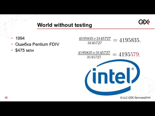 World without testing 1994 Ошибка Pentium FDIV $475 млн