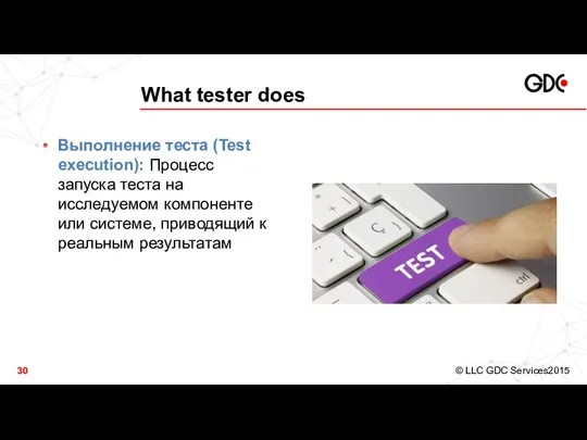 What tester does Выполнение теста (Test execution): Процесс запуска теста