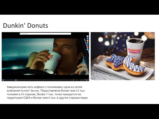 Dunkin' Donuts Американская сеть кофеен с пончиками, одна из сетей