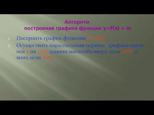 Алгоритм построение графика функции y=f(x) + m Построить график функции