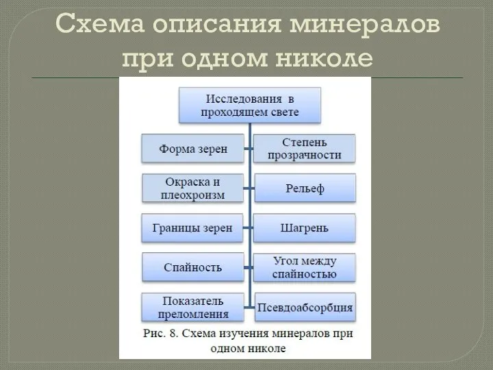 Схема описания минералов при одном николе