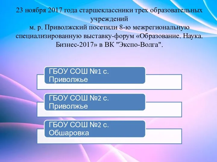 23 ноября 2017 года старшеклассники трех образовательных учреждений м. р.