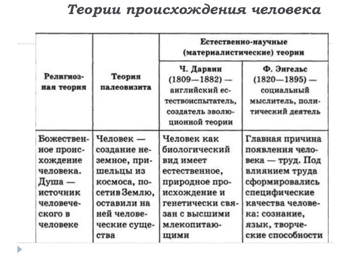 Теории происхождения человека