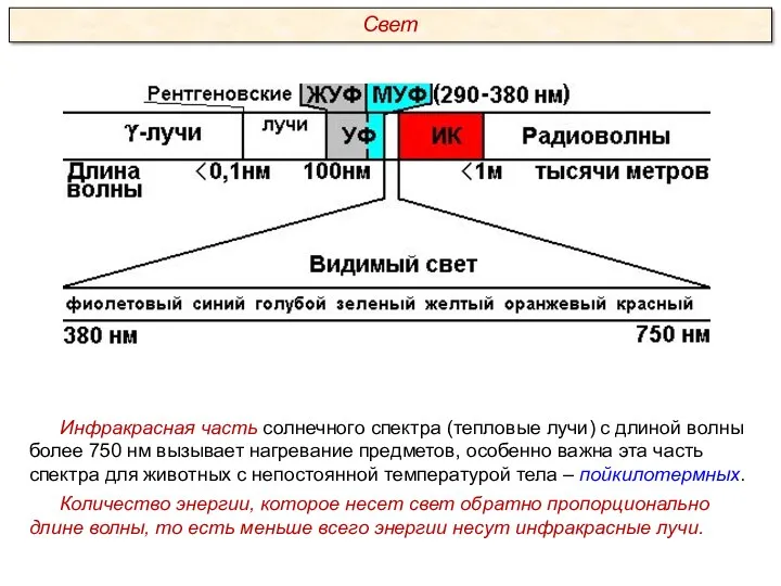 Инфракрасная часть солнечного спектра (тепловые лучи) с длиной волны более