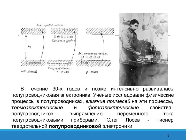 В течение 30-х годов и позже интенсивно развивалась полупроводниковая электроника.