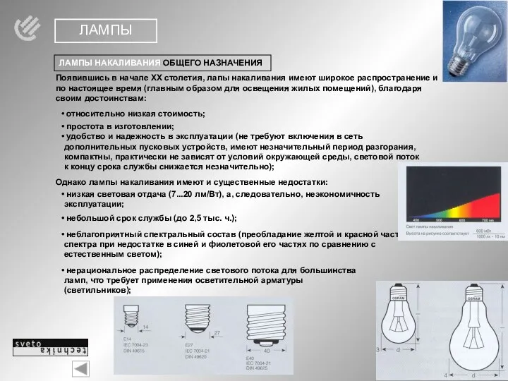 ЛАМПЫ ЛАМПЫ НАКАЛИВАНИЯ ОБЩЕГО НАЗНАЧЕНИЯ Появившись в начале ХХ столетия,