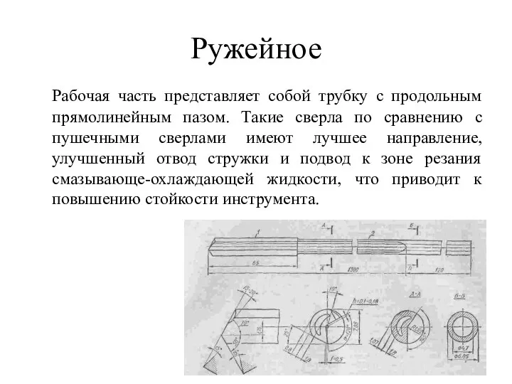 Ружейное Рабочая часть представляет собой трубку с продольным прямолинейным пазом.