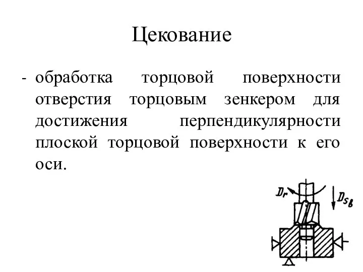 Цекование - обработка торцовой поверхности отверстия торцовым зенкером для достижения