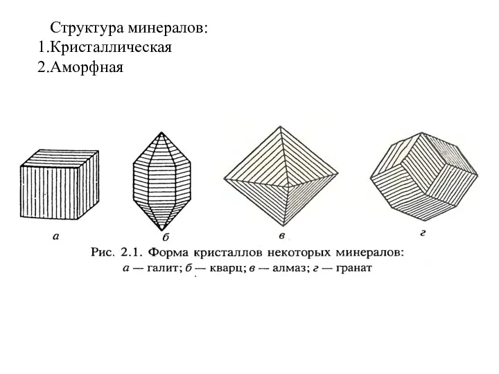 Структура минералов: Кристаллическая Аморфная