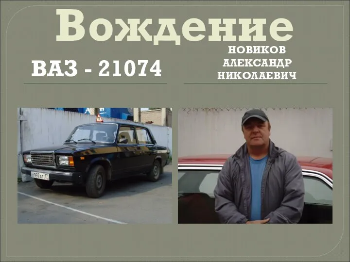 Вождение ВАЗ - 21074 НОВИКОВ АЛЕКСАНДР НИКОЛАЕВИЧ