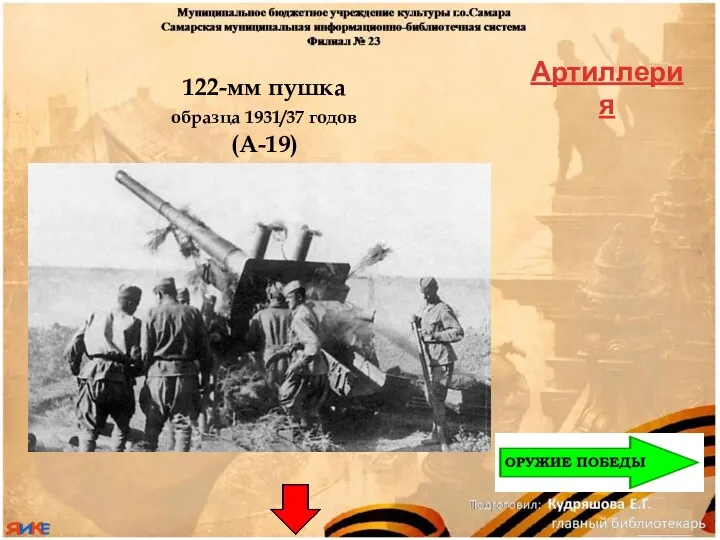 122-мм пушка образца 1931/37 годов (А-19) Артиллерия