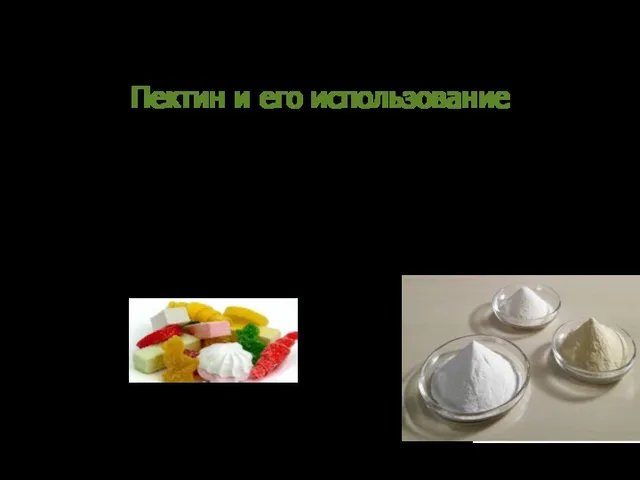 Пектин и его использование Пектин -- натуральное желирующее и структурообразующее