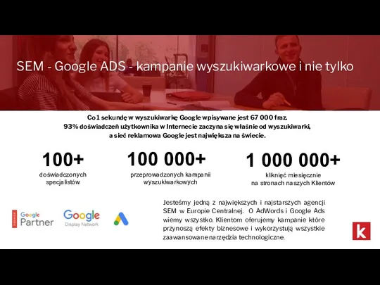 specjalista SEO doświadczony copywriter Twój opiekun biznesowy Co 1 sekundę