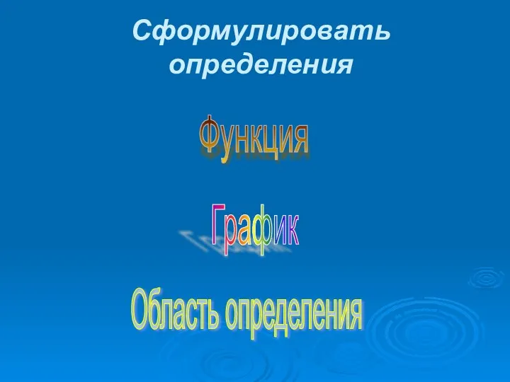 Сформулировать определения Функция График Область определения