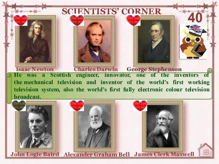 George Stephenson 40 SCIENTISTS’ CORNER Charles Darwin James Clerk Maxwell
