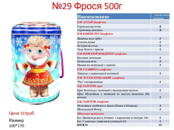 №29 Фрося 500г Цена 323руб. Размер 100*170