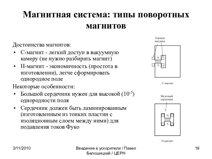 3/11/2010 Введение в ускорители / Павел Белошицкий / ЦЕРН Магнитная