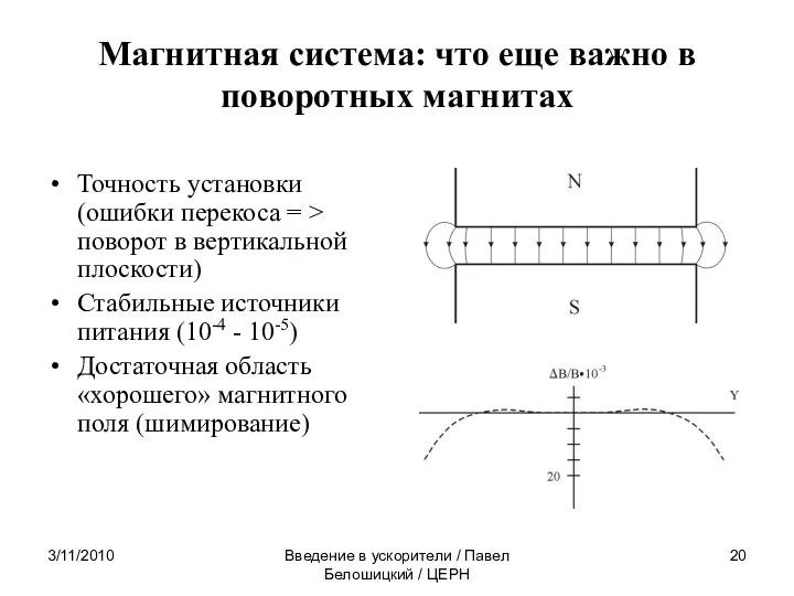 3/11/2010 Введение в ускорители / Павел Белошицкий / ЦЕРН Магнитная